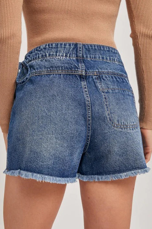 Blue Tied Waist Denim Skort