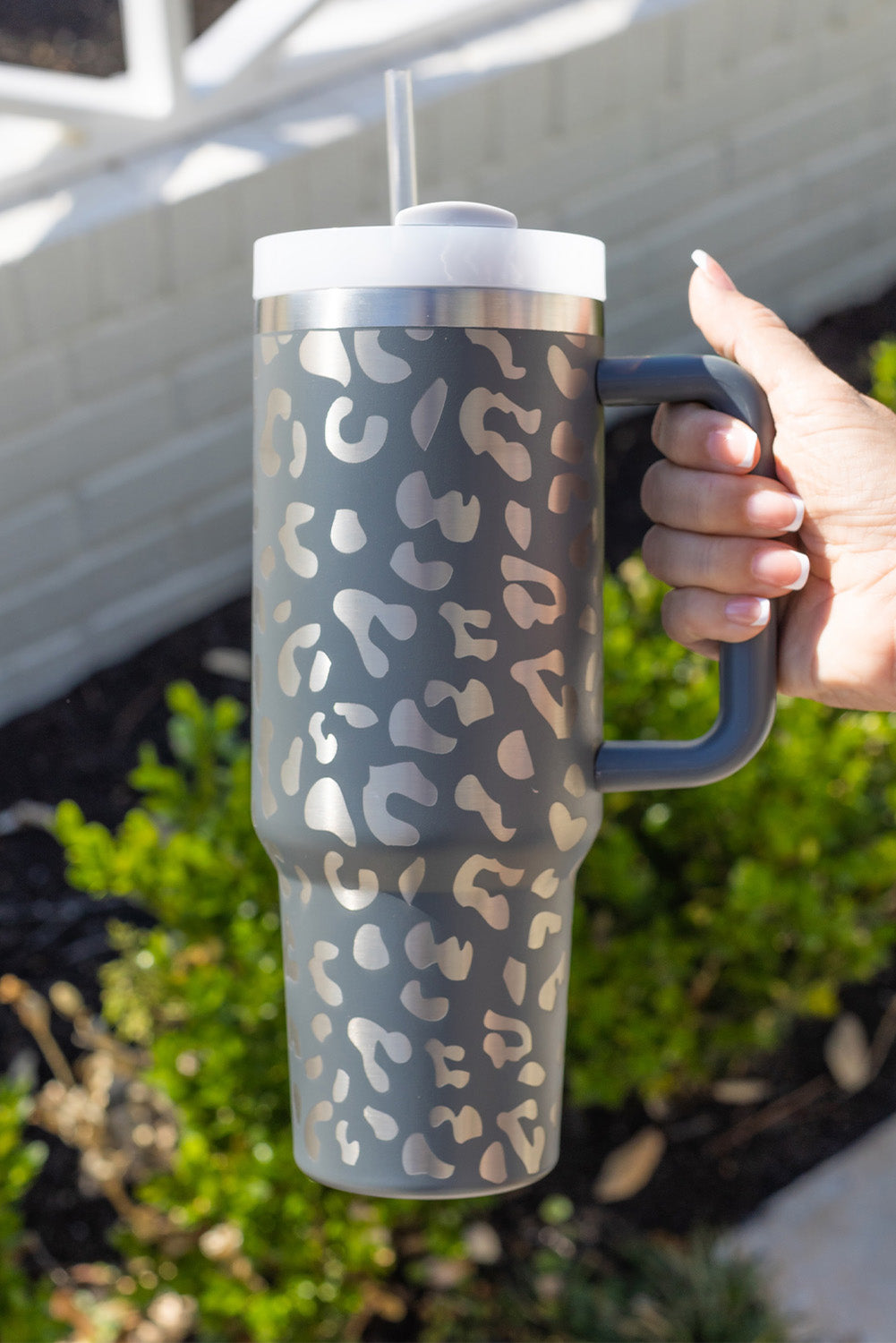 Gray Leopard Print tumbler Cup