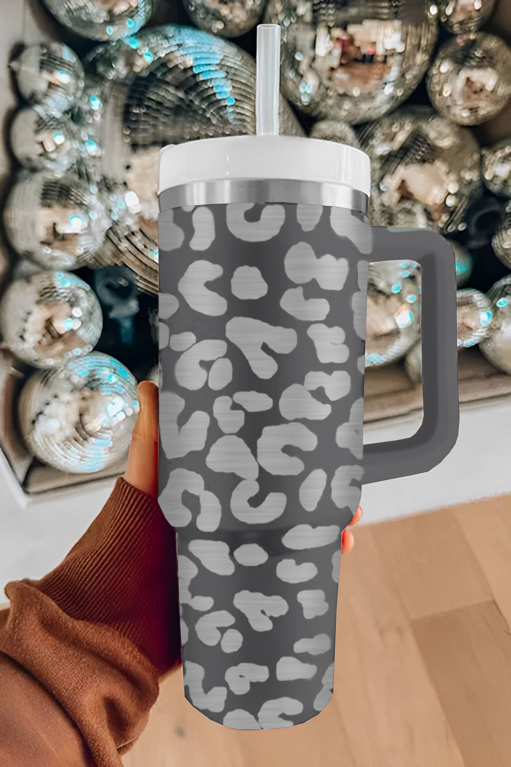 Gray Leopard Print tumbler Cup
