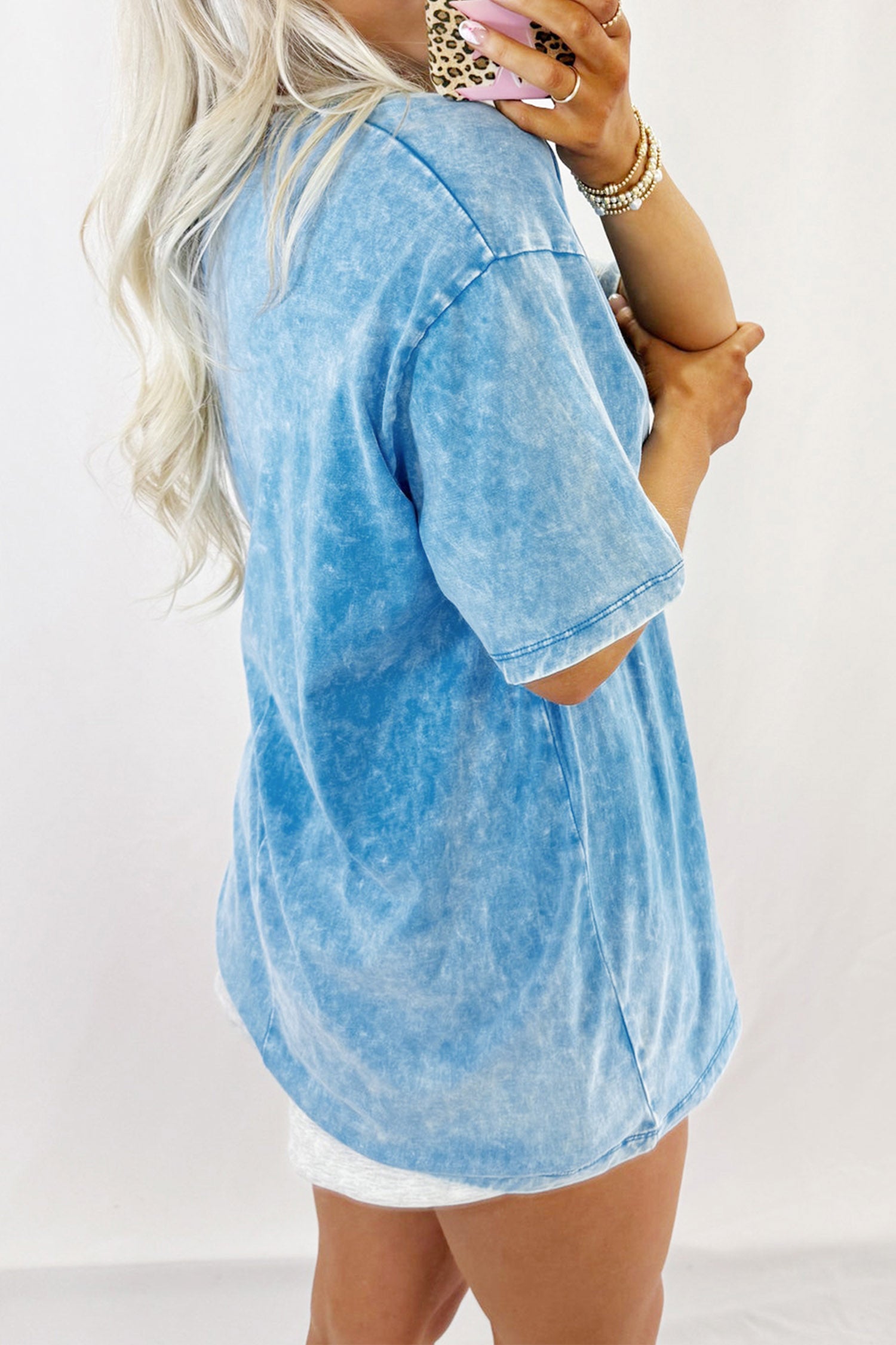 Blue USA Star Print T-shirt