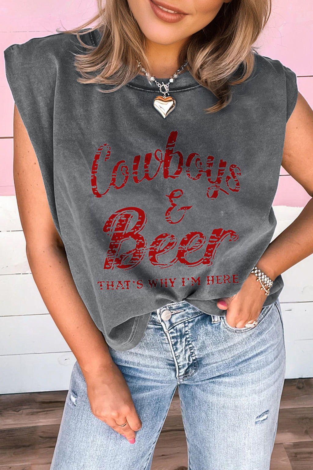 Cowboy & Beer Graphic Tank Top