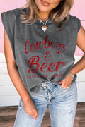 Cowboy & Beer Graphic Tank Top