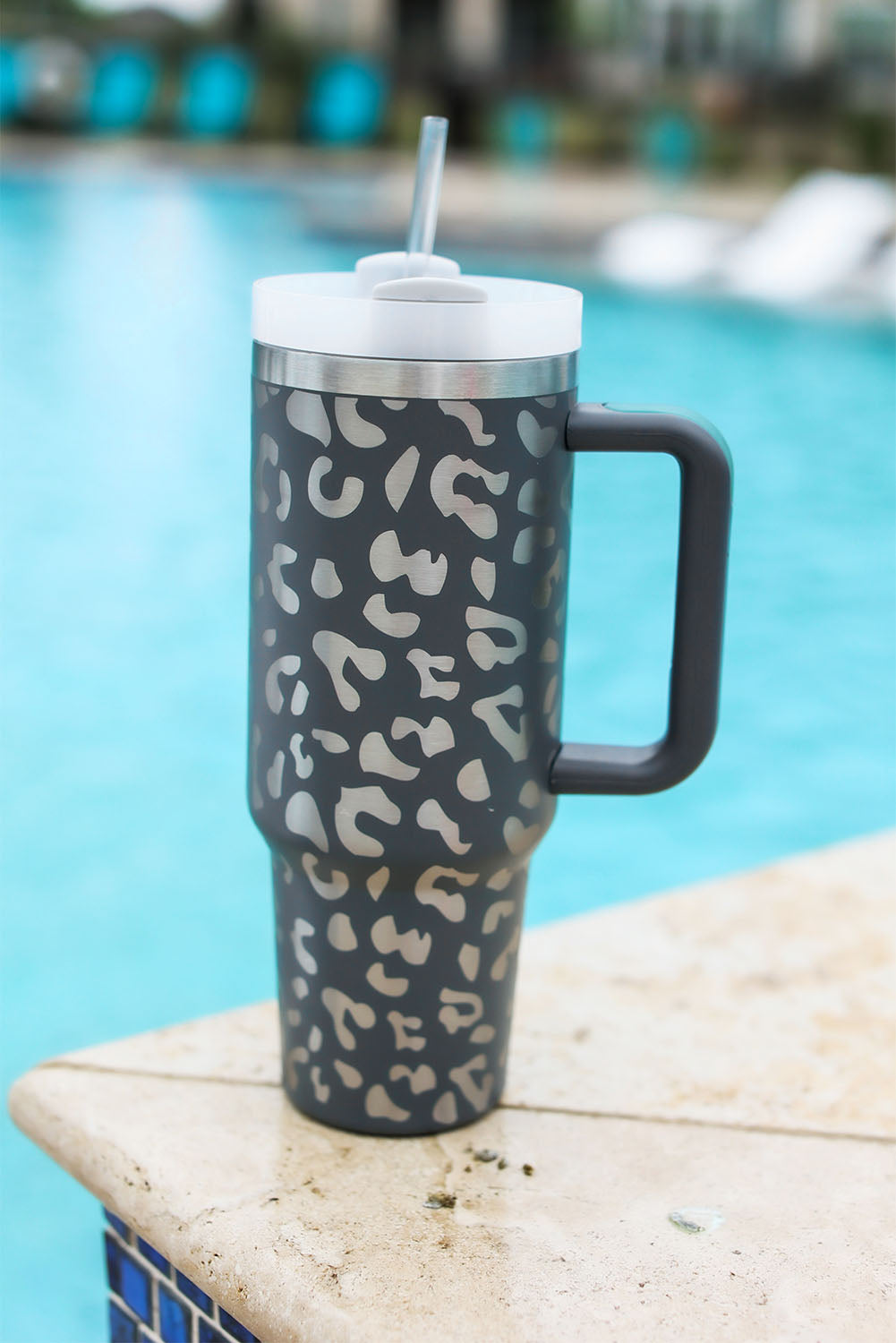Gray Leopard Print tumbler Cup