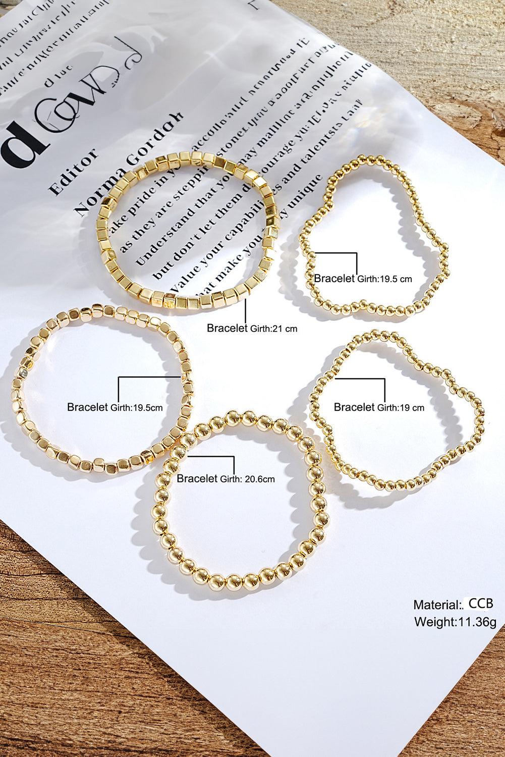 Gold Cube Beaded Bracelet Set