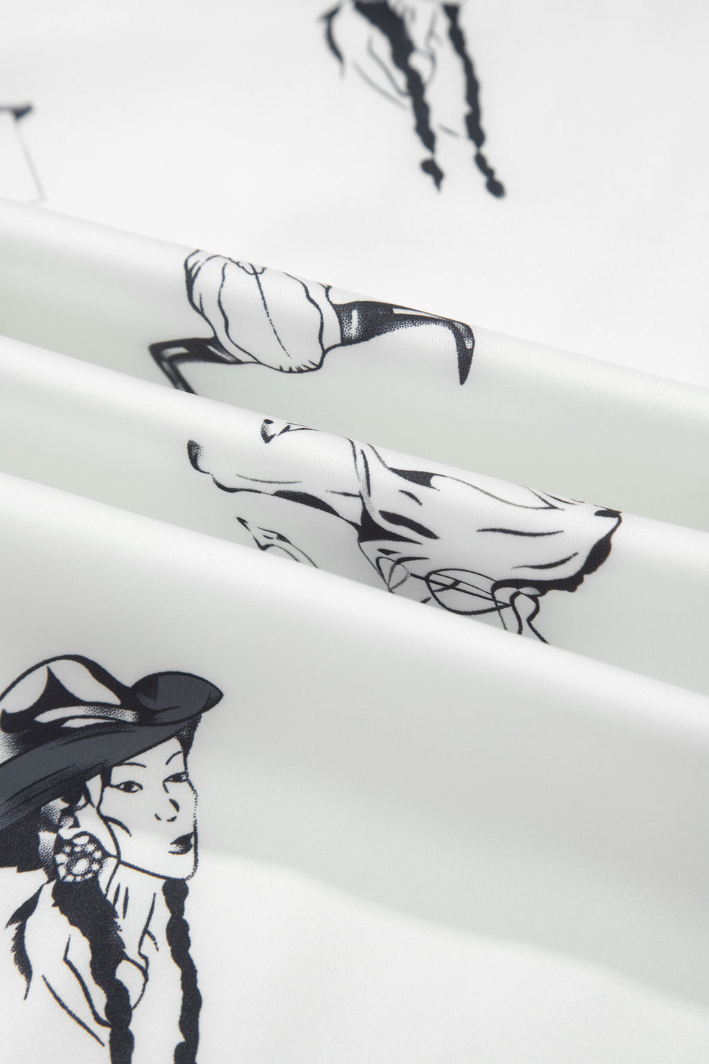 Western Print Satin Long Skirt