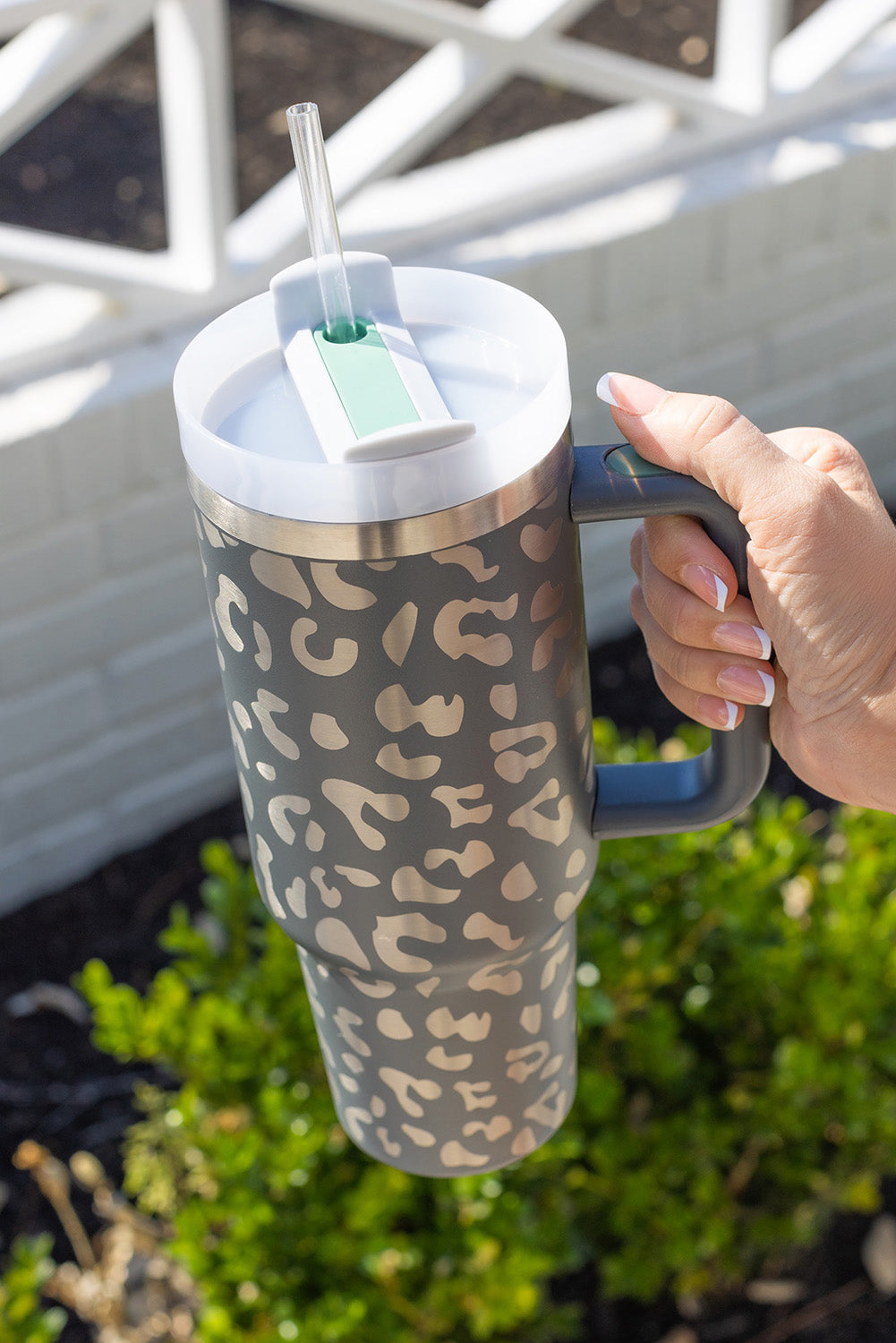 Gray Leopard Print tumbler Cup