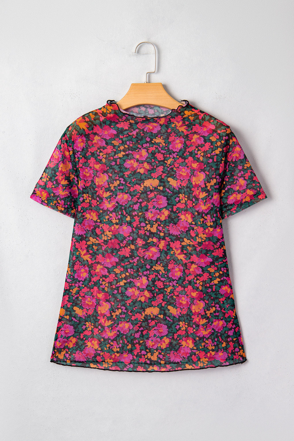 Leopard Print Mesh Short Sleeve Top