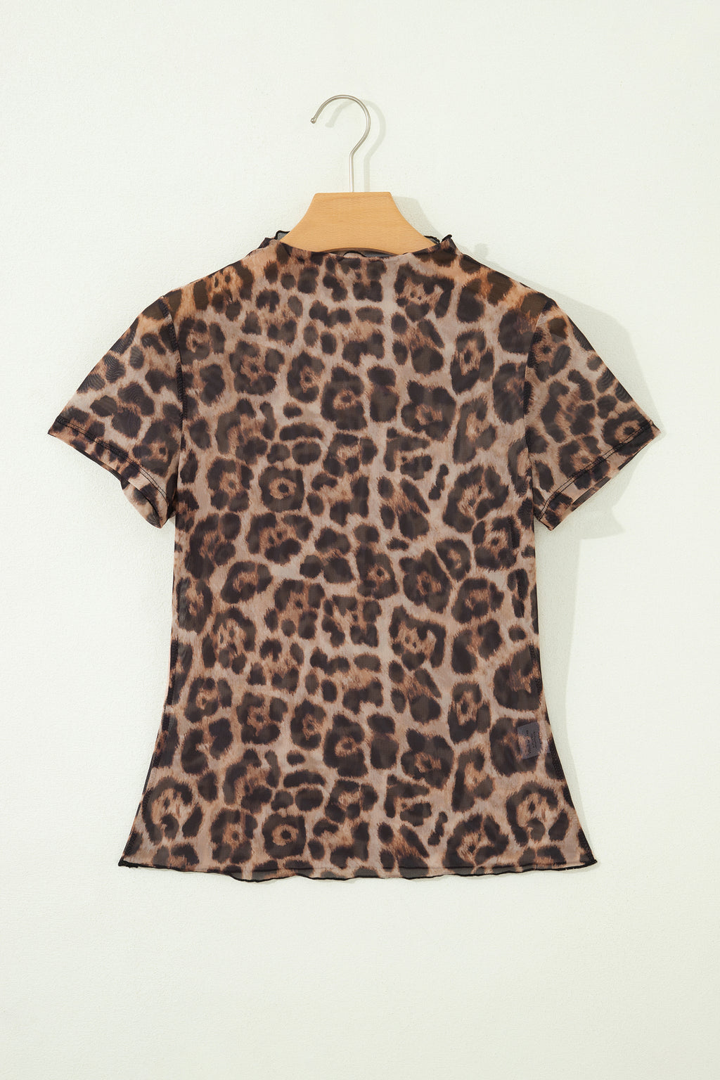 Leopard Print Mesh Short Sleeve Top