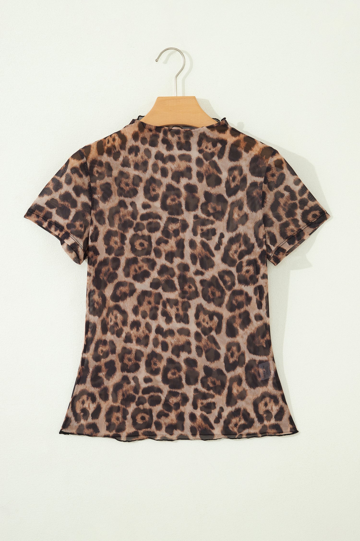 Leopard Print Mesh Short Sleeve Top