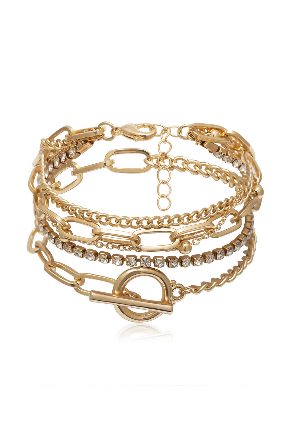 Gold Rhinestone Bracelet Set