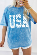 Blue USA Star Print T-shirt