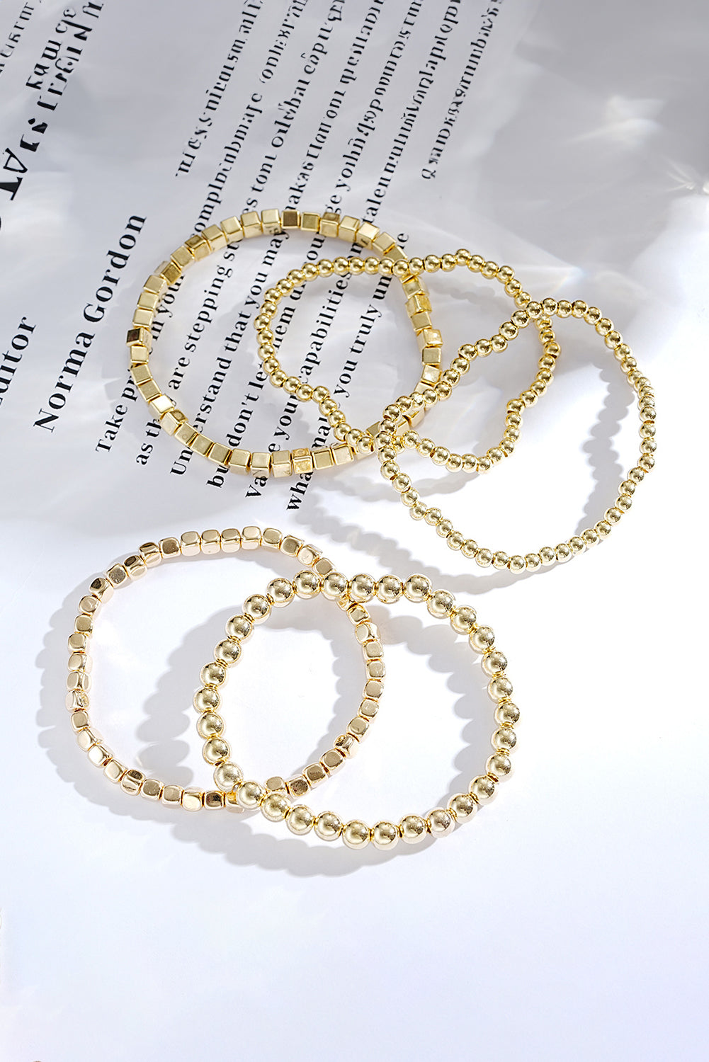 Gold Cube Beaded Bracelet Set