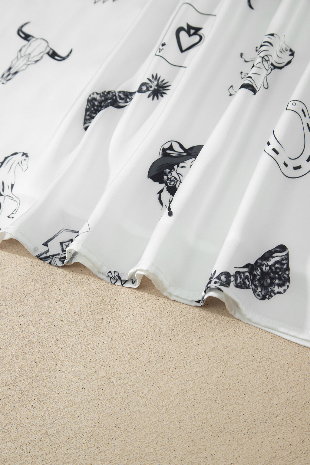 Western Print Satin Long Skirt