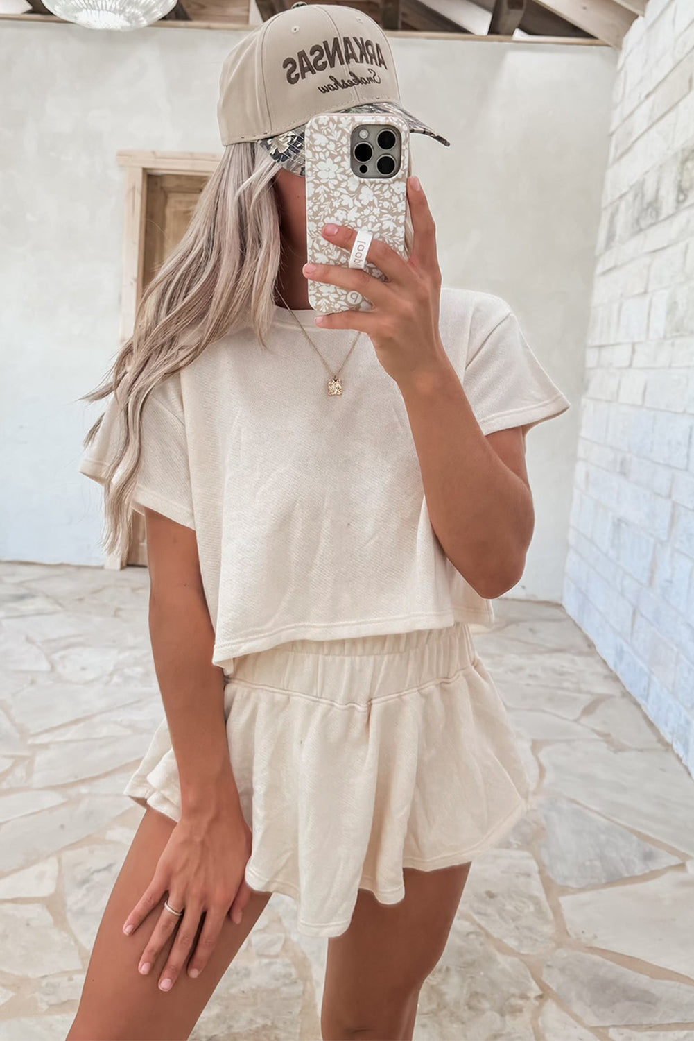 Cropped Tee and Ruffle Skort Set