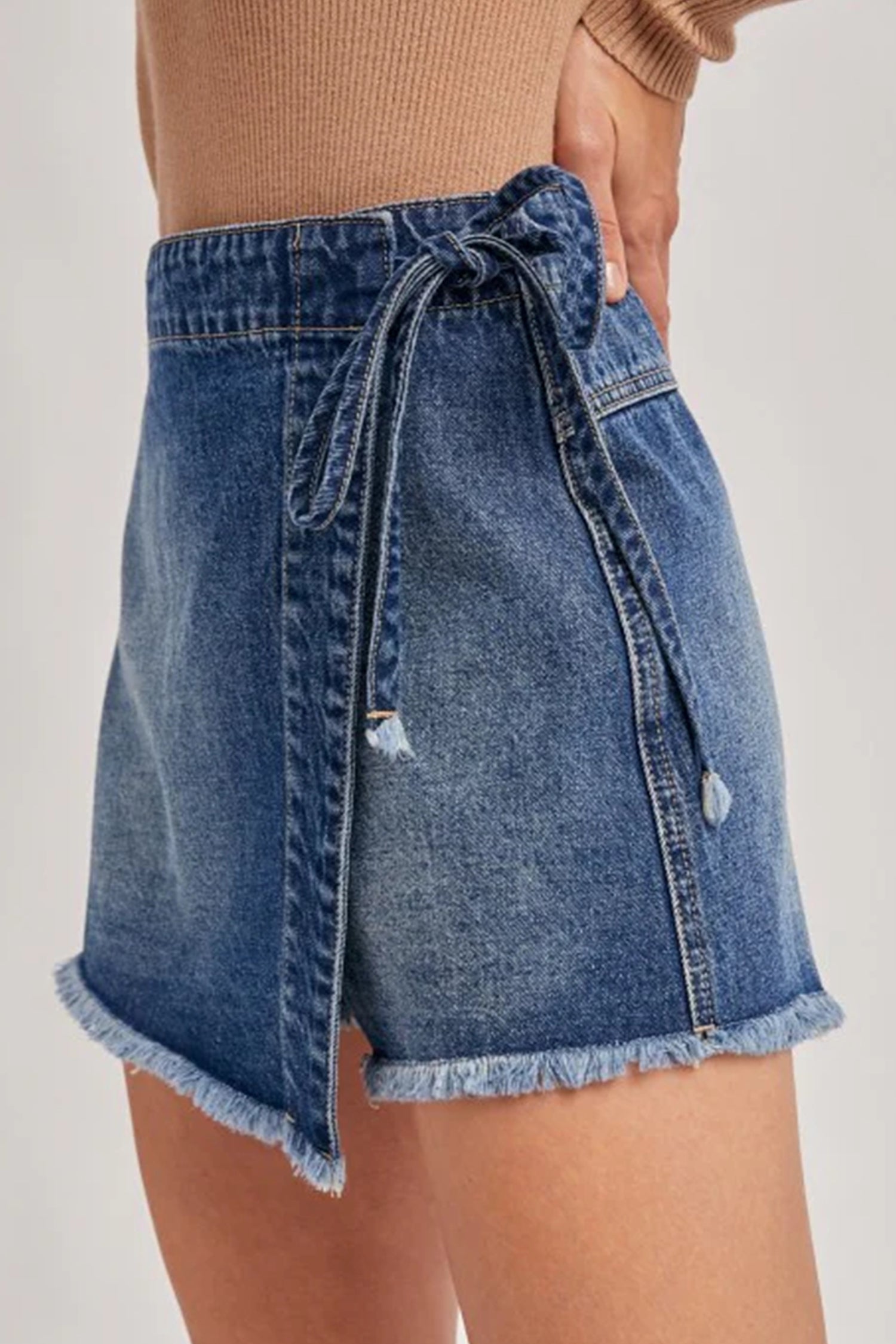 Blue Tied Waist Denim Skort