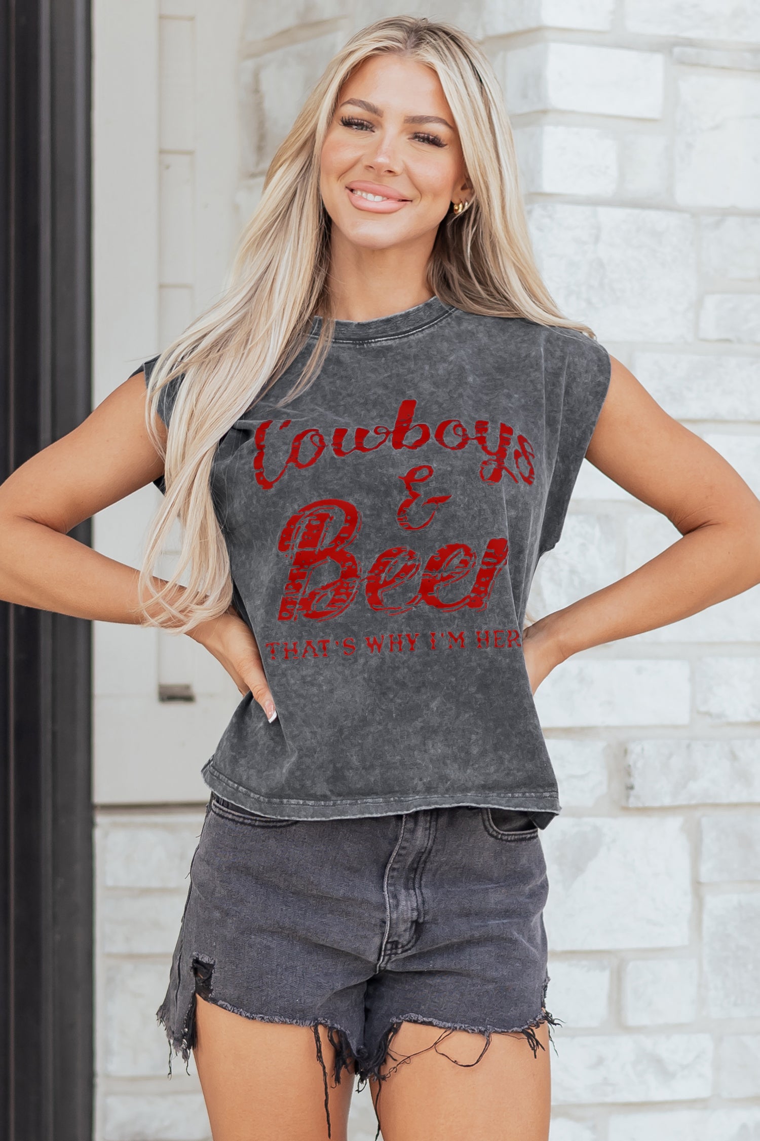 Cowboy & Beer Graphic Tank Top