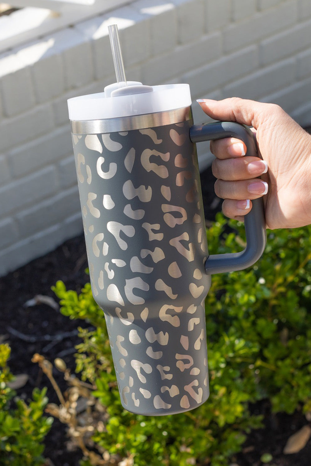 Gray Leopard Print tumbler Cup