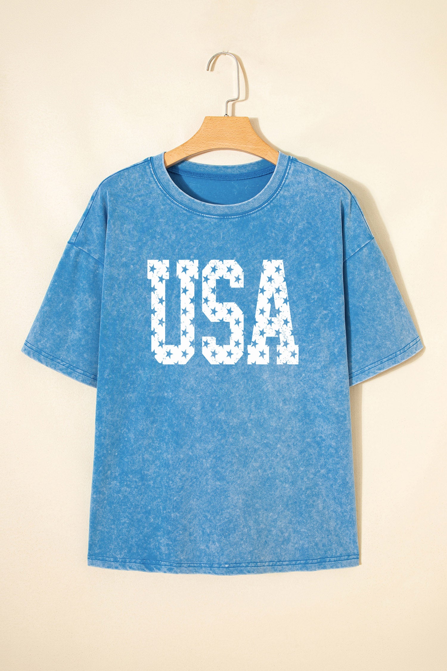 Blue USA Star Print T-shirt
