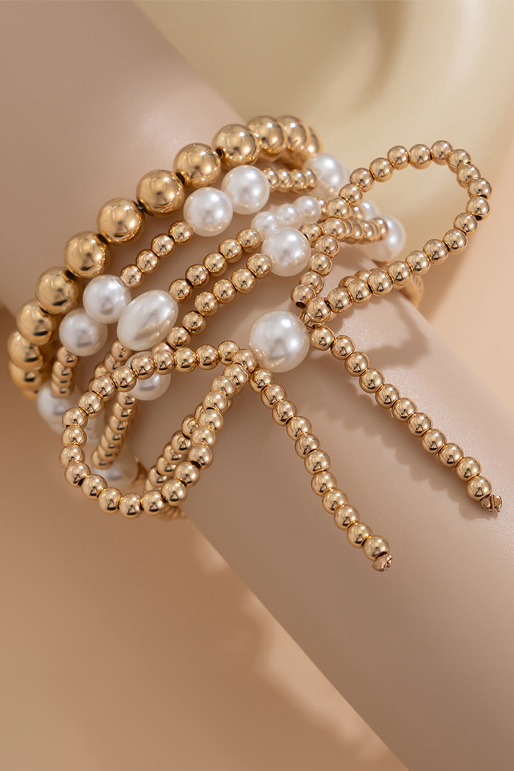 Gold Bow Pearl Bracelet