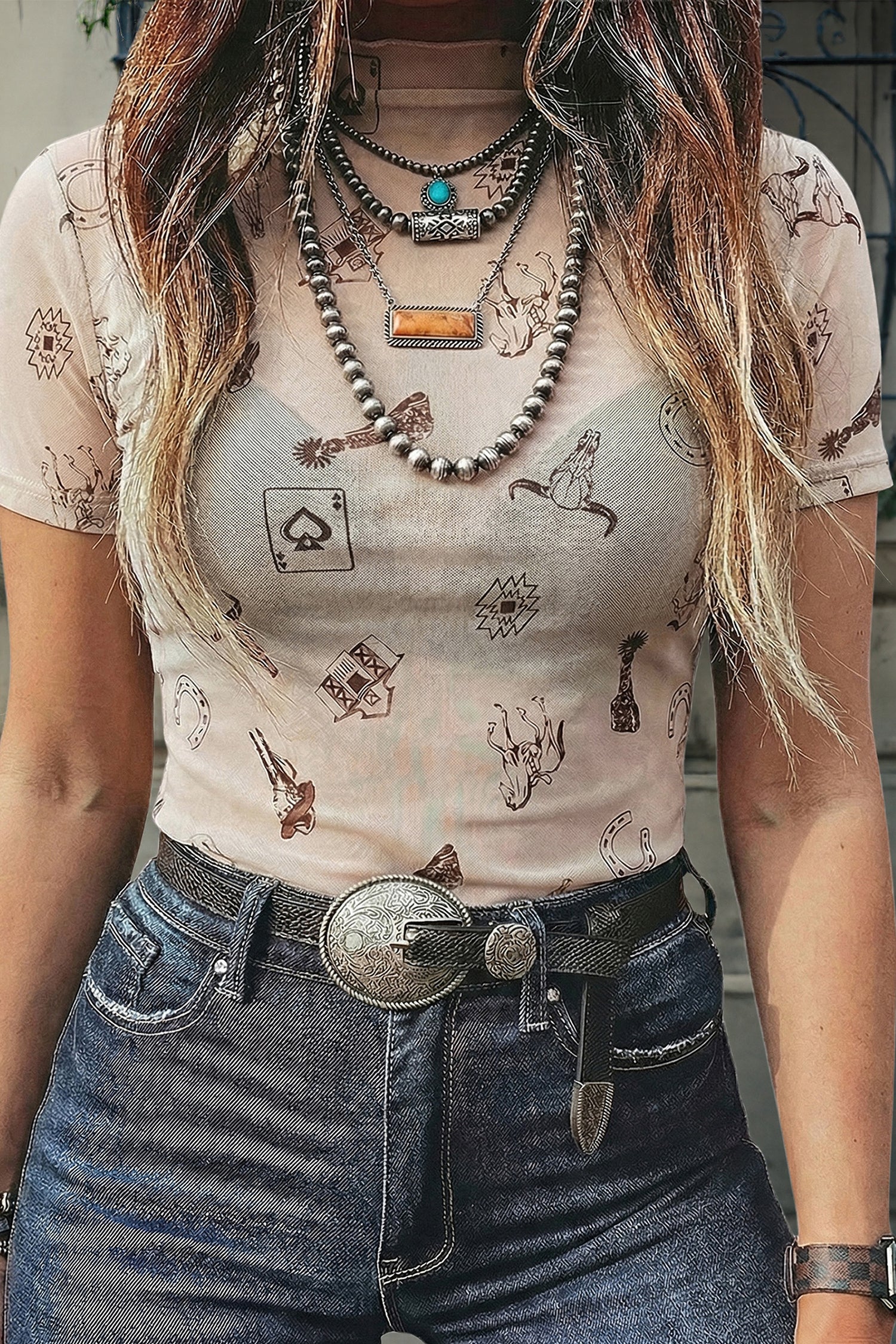Leopard Print Mesh Short Sleeve Top