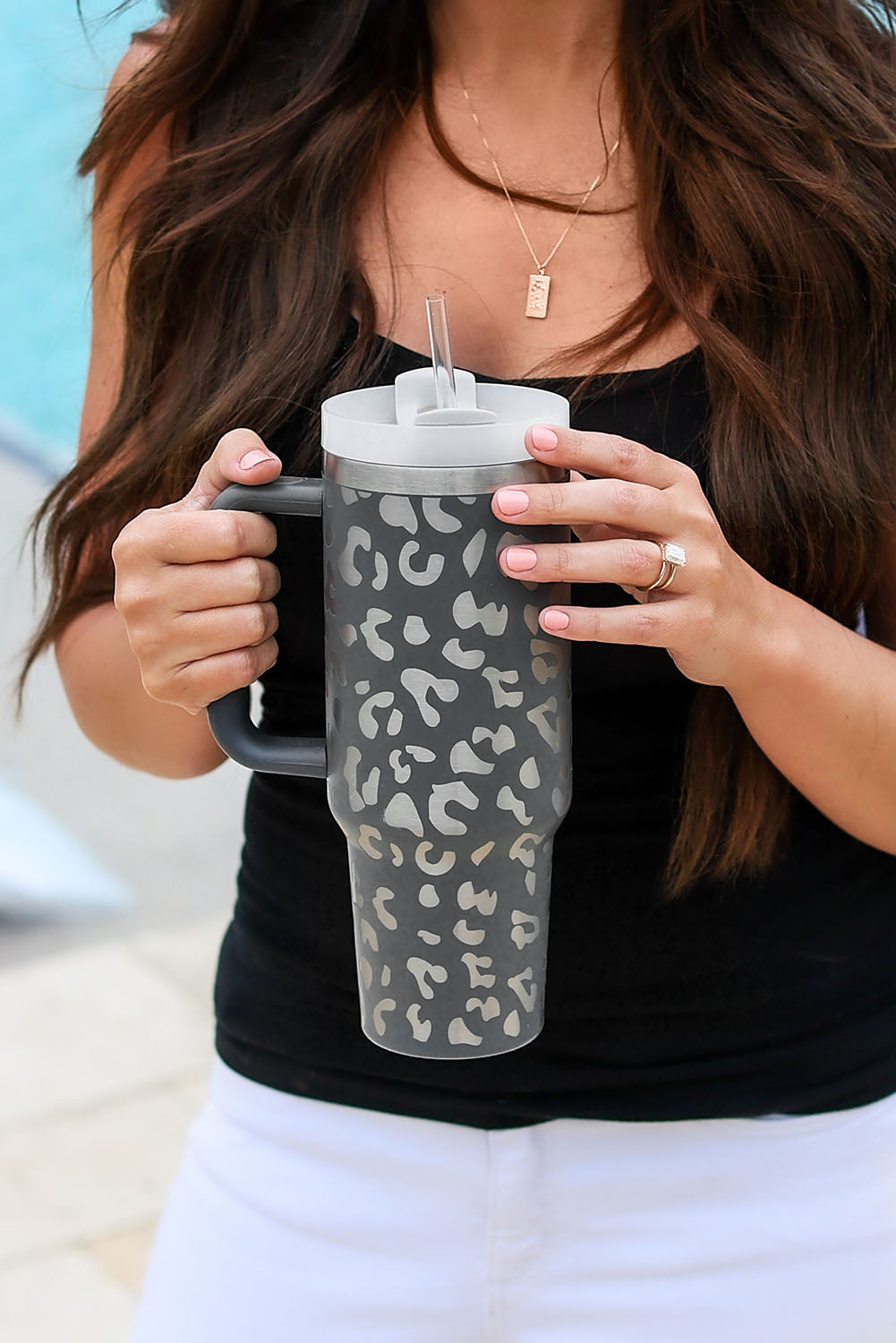 Gray Leopard Print tumbler Cup